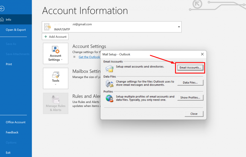 Wie konfiguriere ich die richtigen Outlook-SMTP-Einstellungen zum Senden von E-Mails? 9 Find the Smtp Server in Outlook 365 step 4