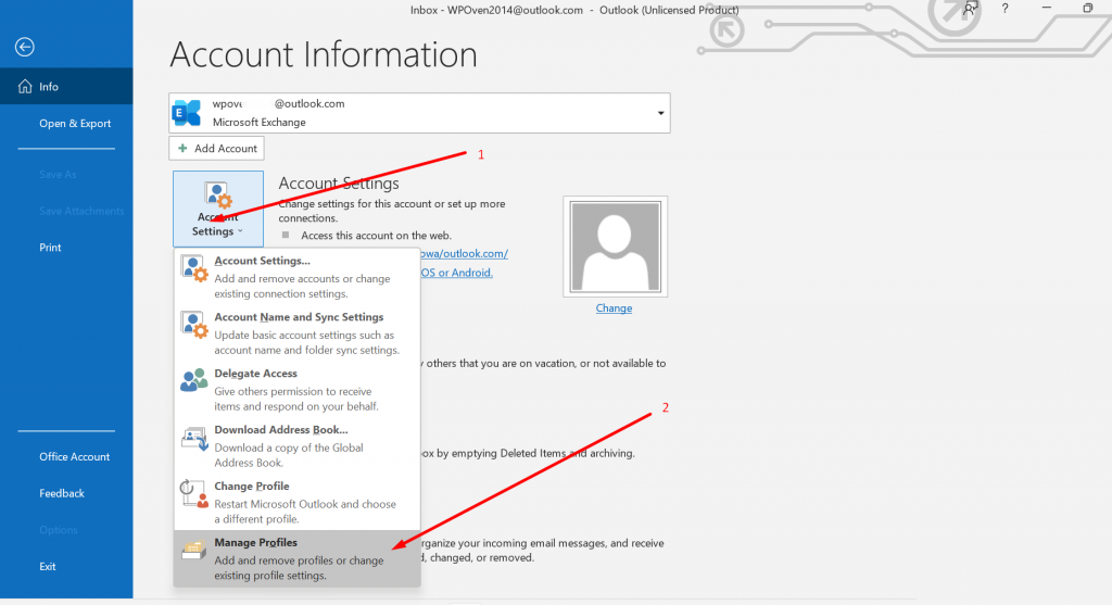Wie konfiguriere ich die richtigen Outlook-SMTP-Einstellungen zum Senden von E-Mails? 11 Manage profiles