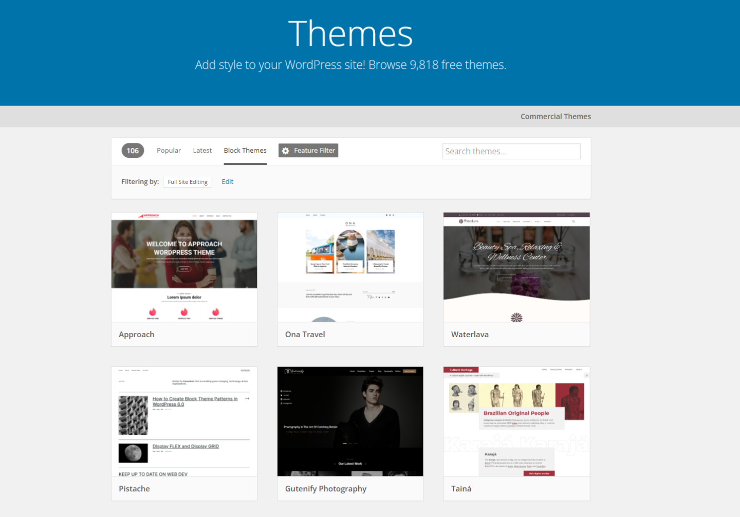 Référentiel de thèmes de blocs WordPress