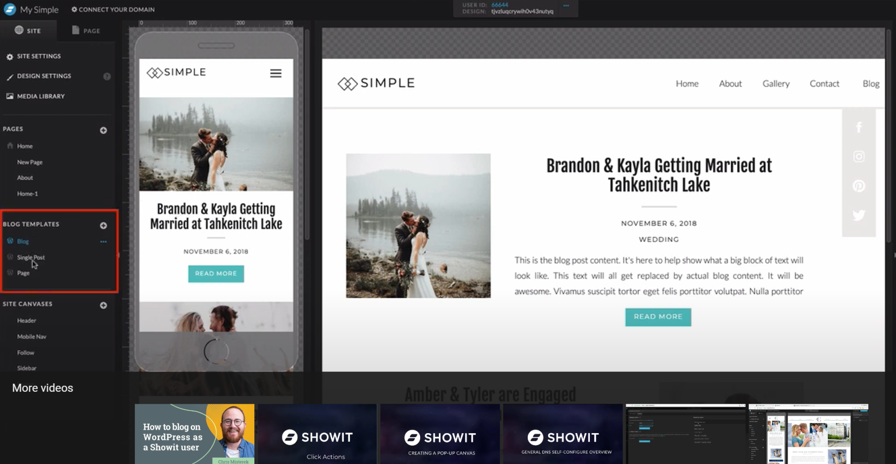 Showit Blog et éditeur de modèles de publication unique