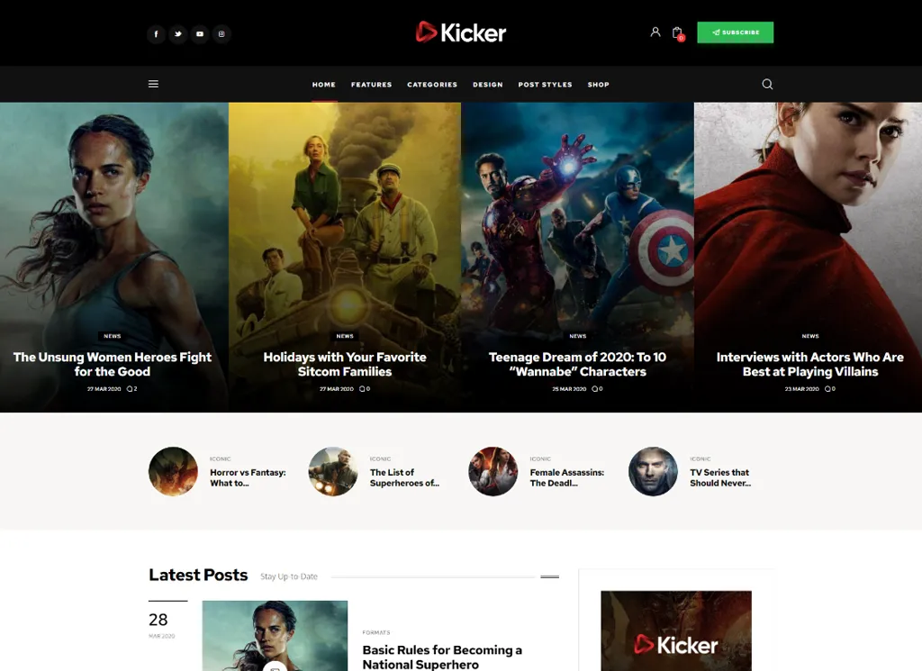 Kicker - Tema WordPress per riviste di blog multiuso
