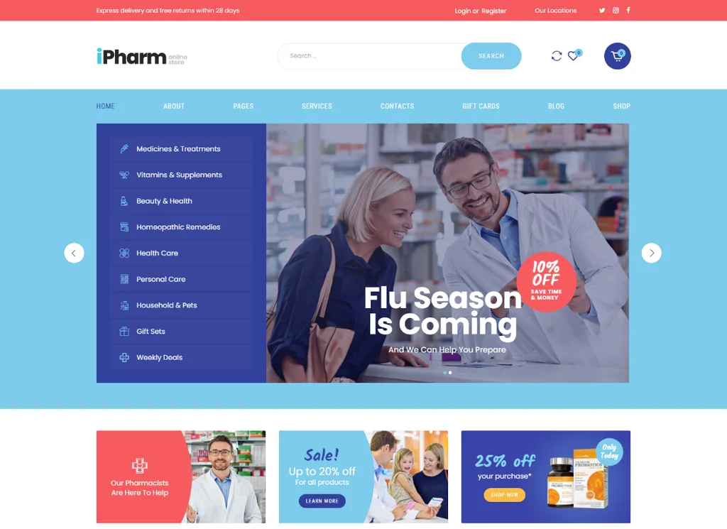 IPharm | ร้านขายยาออนไลน์และการแพทย์ WordPress ธีม
