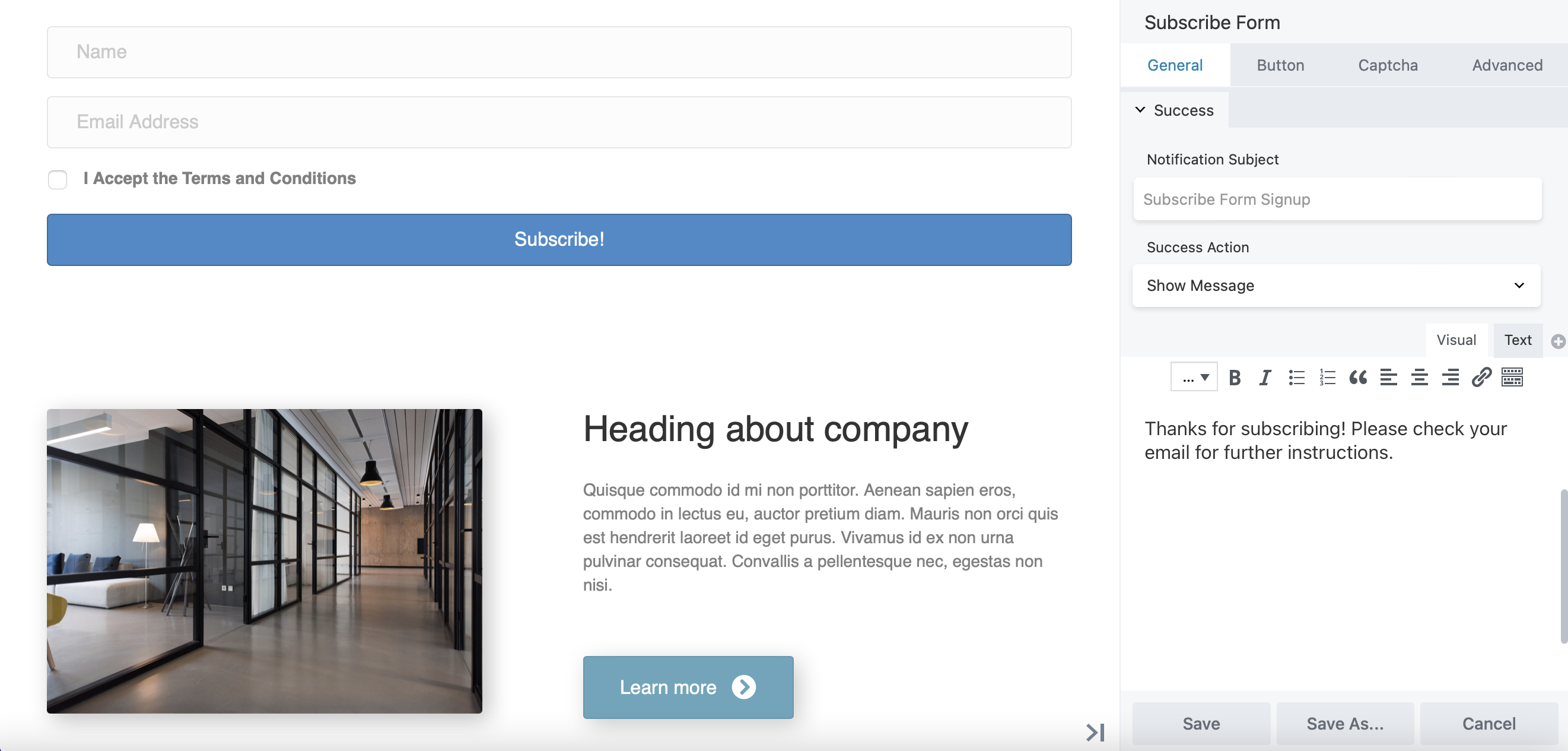 自定义 Beaver Builder 订阅表单模块
