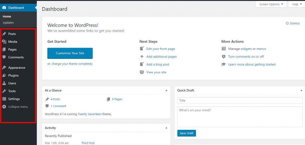 Dasbor WordPress