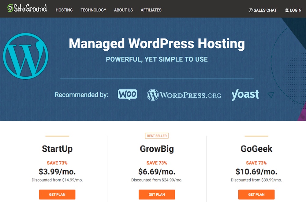 Hosting terkelola WordPress oleh SiteGround