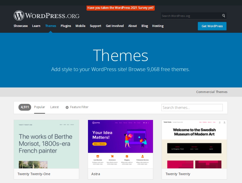 Halaman tema WordPress