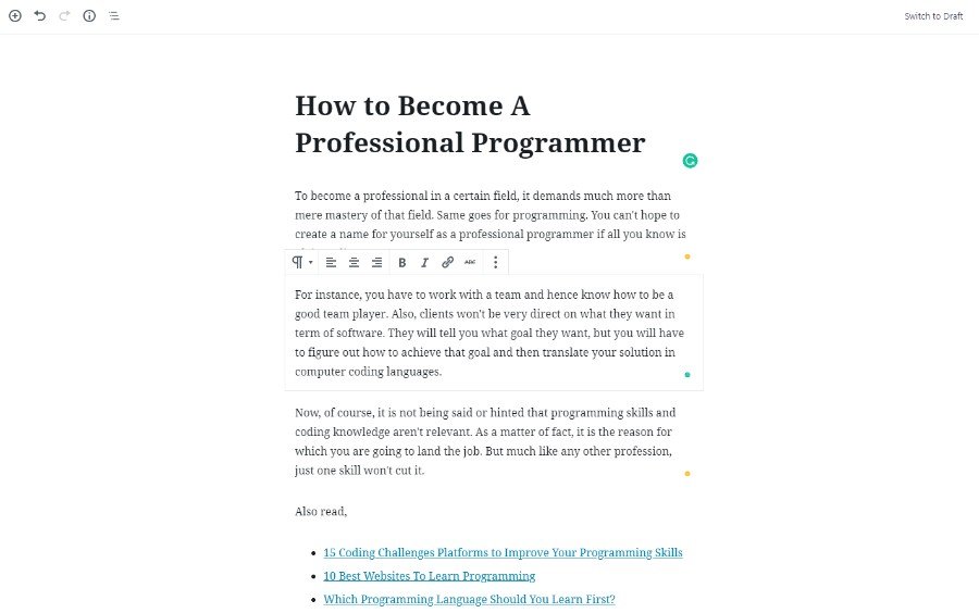 Po konwersji na bloki Gutenberga