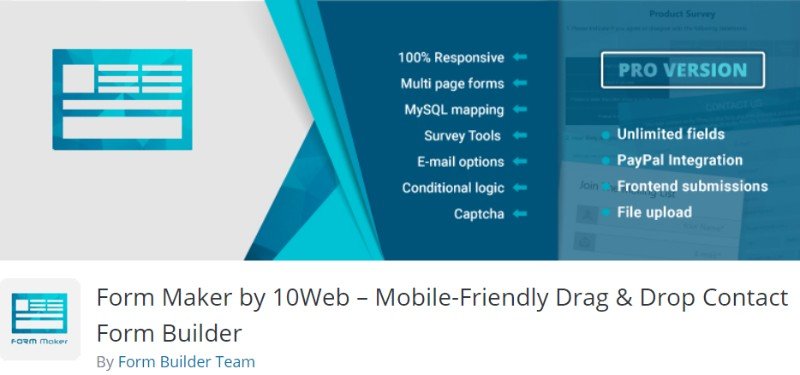 10Web 的表单制作工具