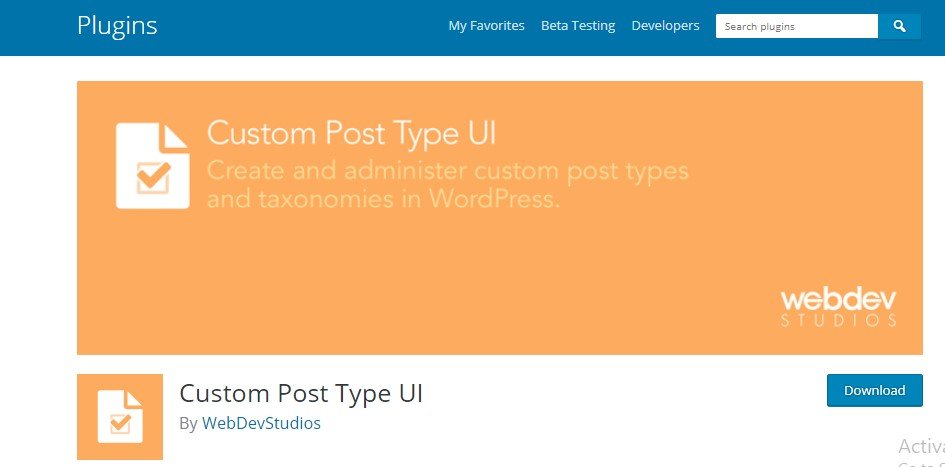 plugin de interface do usuário de tipo de postagem personalizado