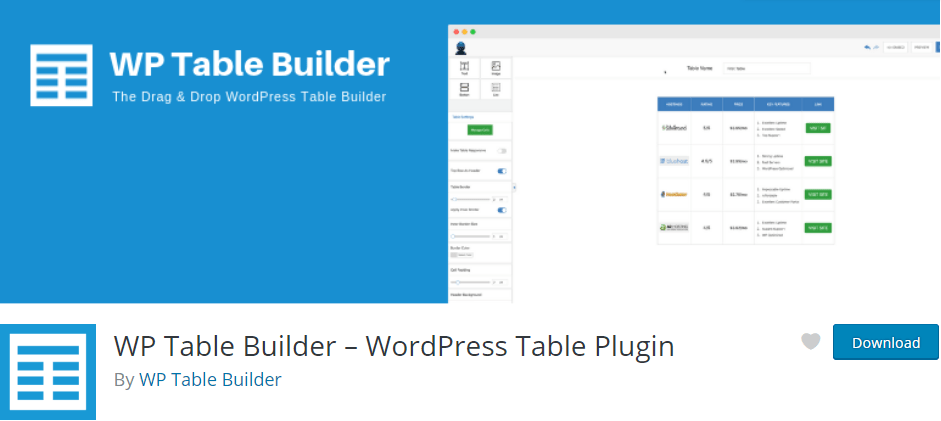 WP 테이블 빌더 플러그인