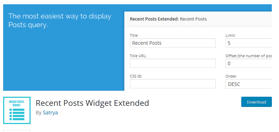 Widget dei post recenti esteso