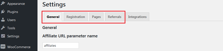 アフィリエイト woocommerce ライトの一般設定