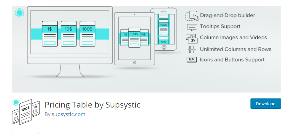 Pluginul Tabele de prețuri de la Supsystic în wordpress