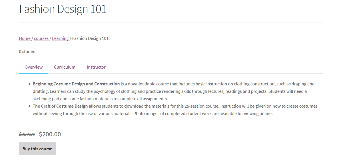 Tampilkan kursus baru di ujung depan