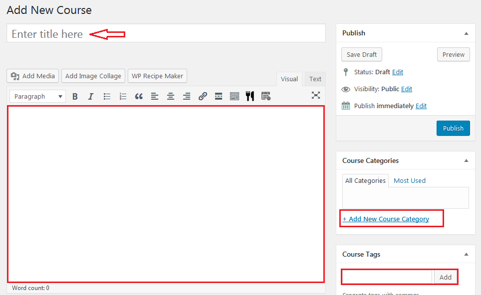 LearnPress menambahkan detail kursus