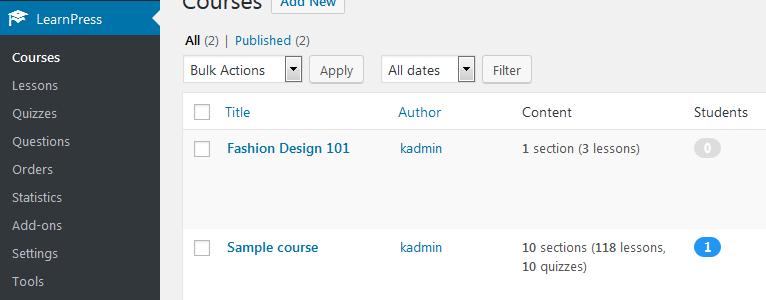 mengelola kursus baru