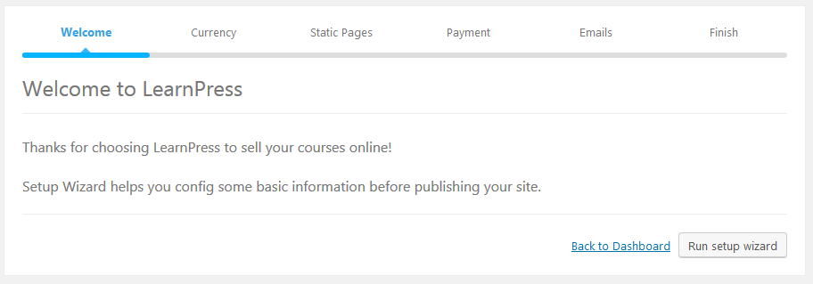 Selamat datang konfigurasi plugin LearnPress