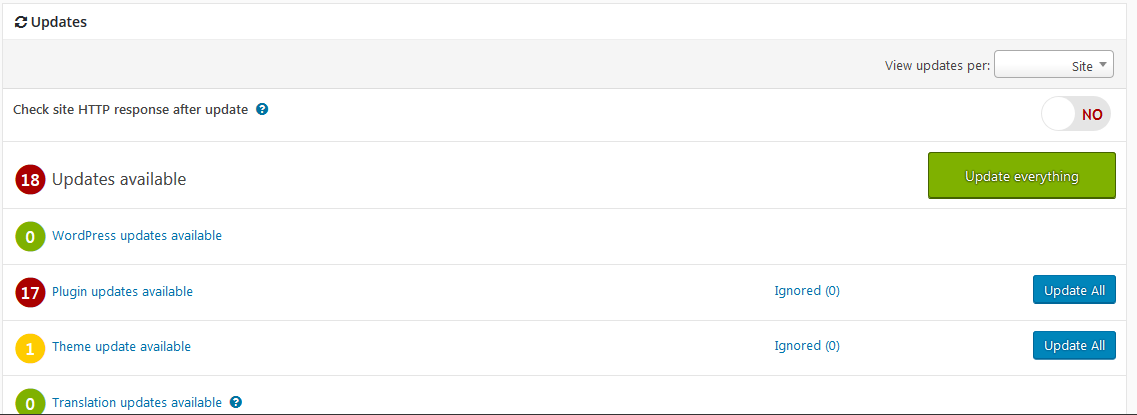 Mise à jour des sites Mainwp