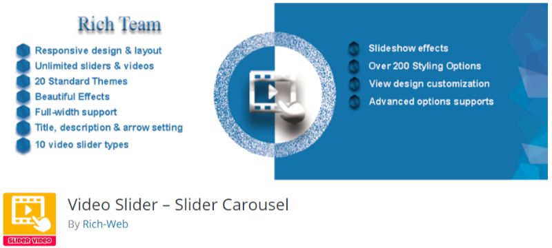 البرنامج المساعد Video Slider لـ WordPress