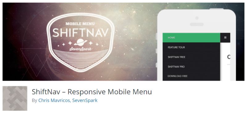 Plugin de meniu receptiv ShiftNav WordPress