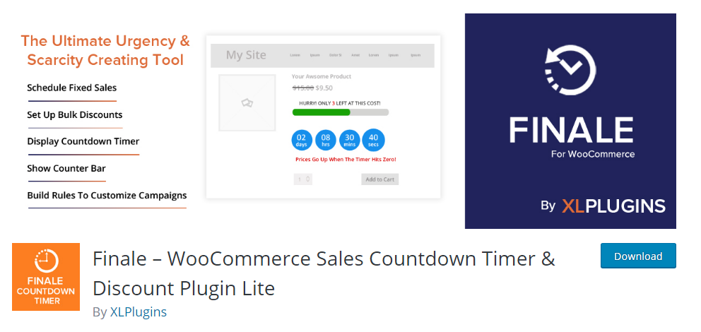 Finale WooCommerce 판매 카운트다운 타이머 및 할인 플러그인 라이트