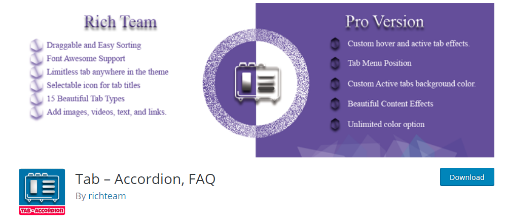 Complemento de preguntas frecuentes de Tab Accordion para wordpress