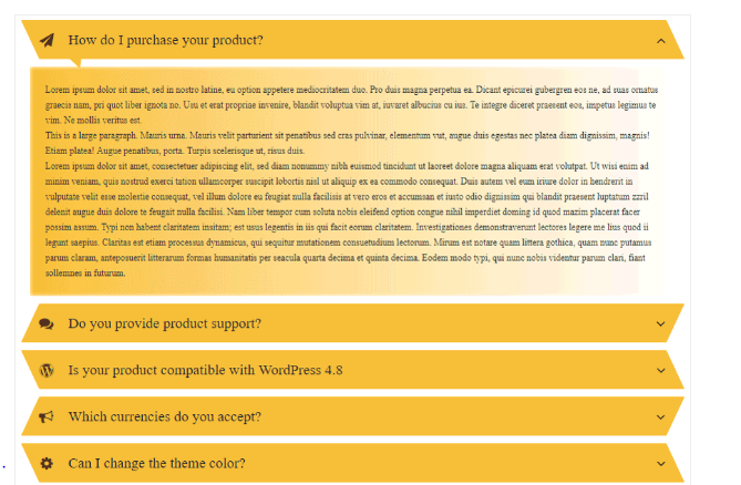 Pestaña Complemento de preguntas frecuentes de acordeón para el diseño de wordpress