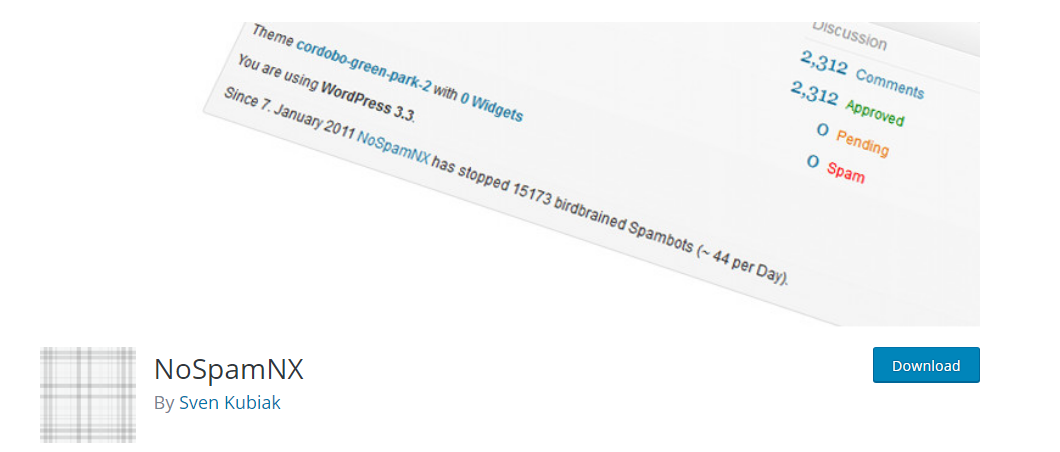 Plugin antispam NoSpamNX wordpress