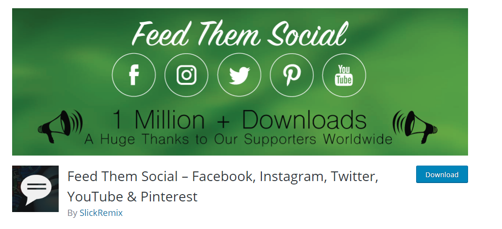 Feed They Social FaceBook、Instagram、Twitter、YouTube、Pinterest プラグイン