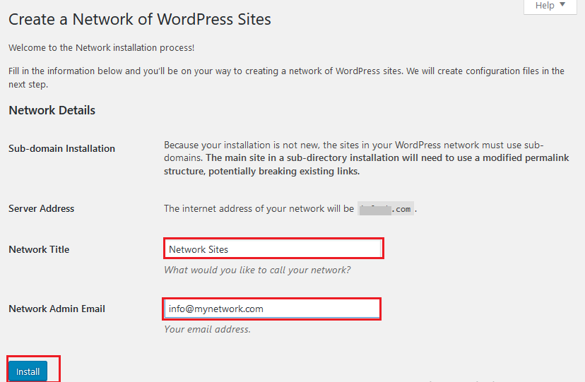 Crea una rete di siti WordPress