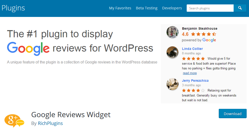 Google İncelemeler Widget eklentisi