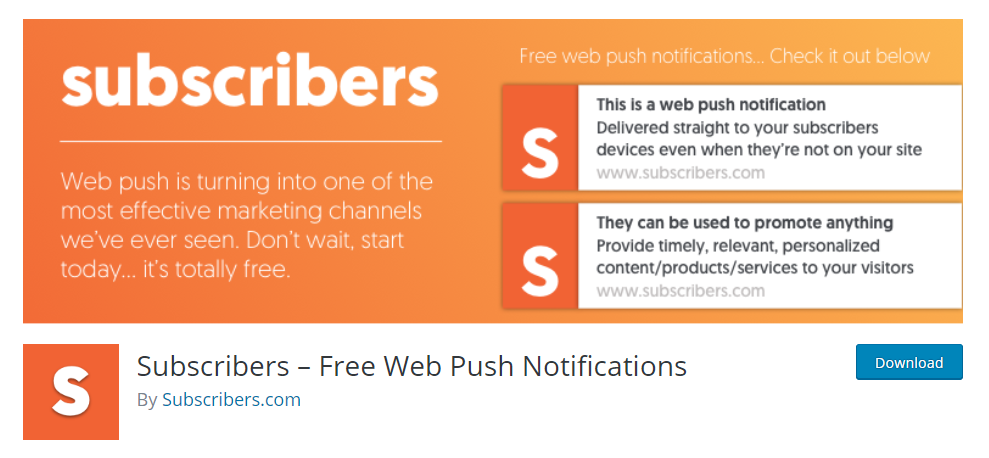 Abonnés Plugin Web Push Notifications gratuit