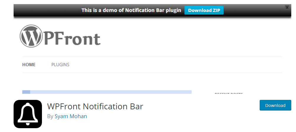 Plug-in de barre de notification WPFront