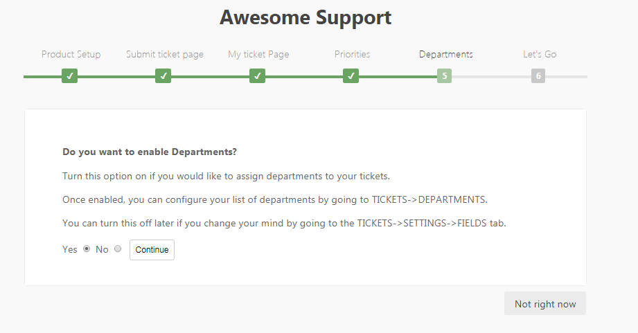 Impostare i reparti di supporto