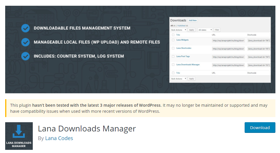 Plugin Lana Downloads Manager