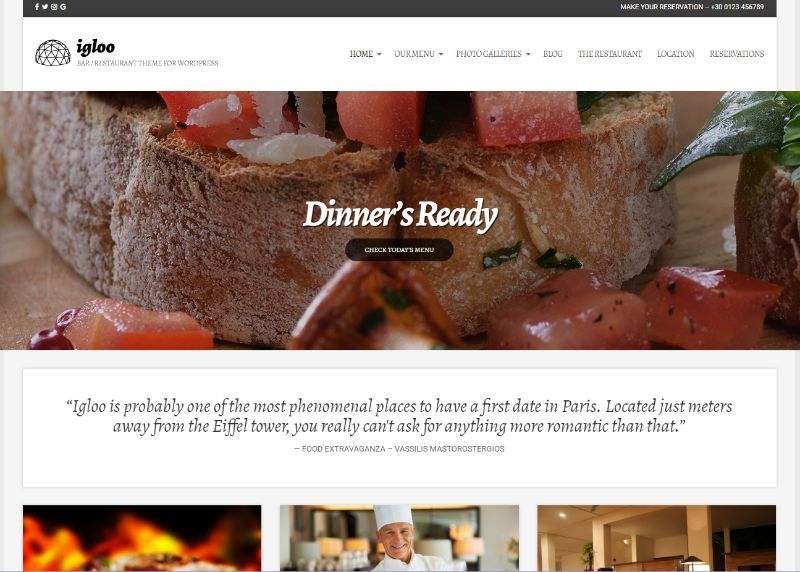 Iglu WordPress Restaurant-Theme