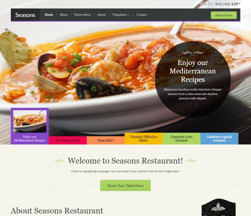 Seasons WordPress Restaurant-Theme