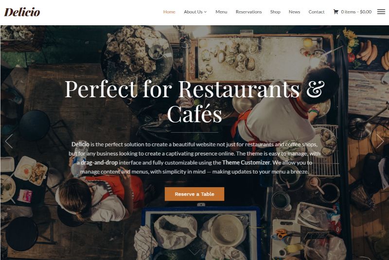 Delicio WordPress Restaurant-Theme