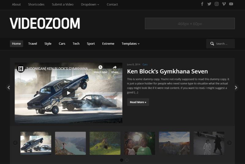Videozoom WordPress tema video