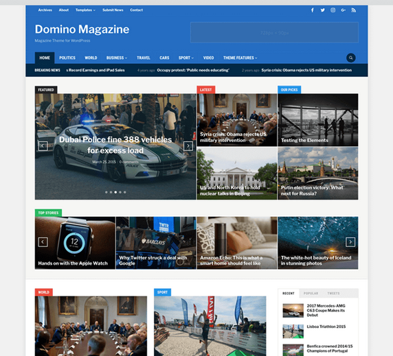 WordPress-Theme des Domino-Magazins