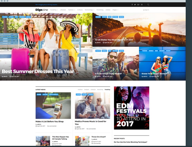 Theme des Digezine-WordPress-Magazins