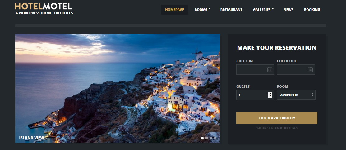 Tema WordPress dell'hotel Hotelmotel