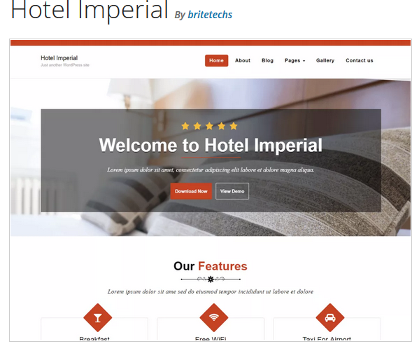 Tema WordPress Hotel Imperial Hotel