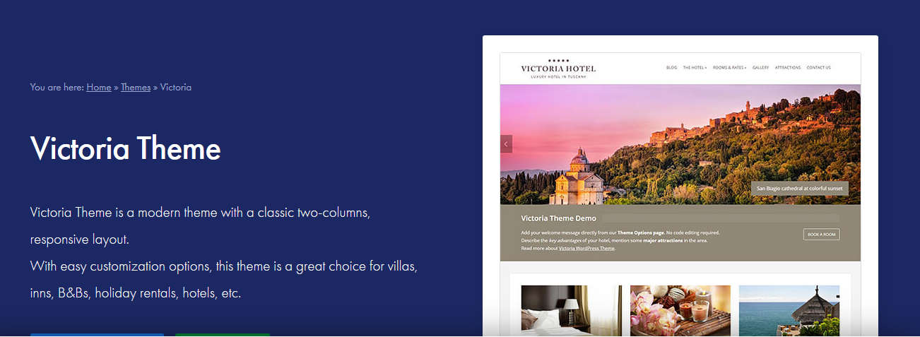 Tema WordPress dell'hotel Victoria