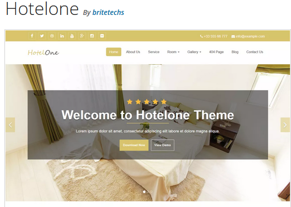 Tema WordPress dell'hotel Hotelone