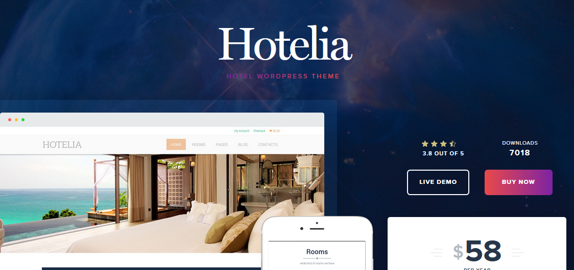 Tema WordPress dell'hotel Hotelia
