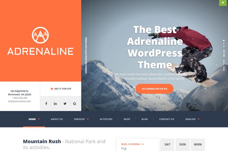 Adrenalin WordPress seyahat teması