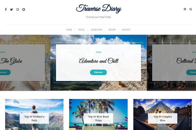 Traverse Diary WordPress seyahat teması