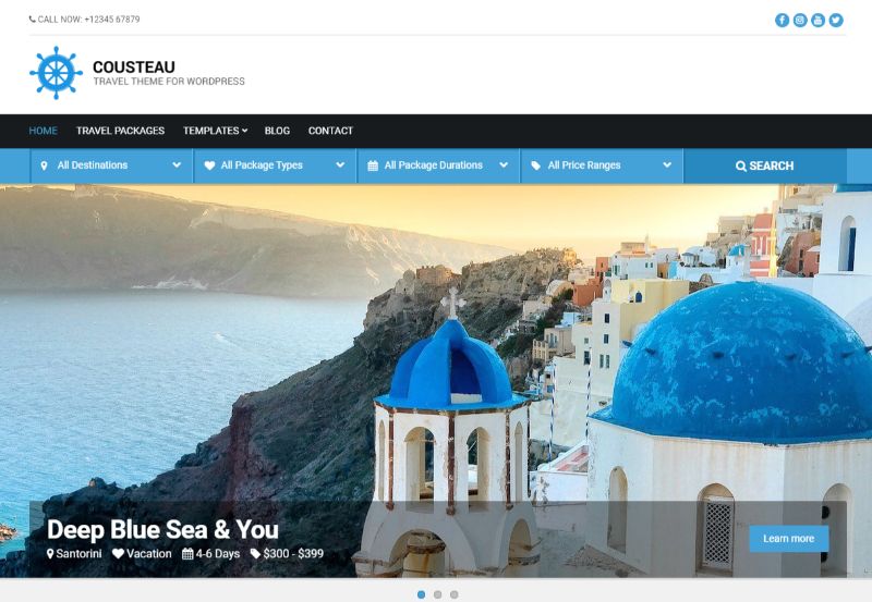 Cousteau WordPress seyahat teması