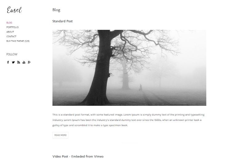Easel WordPress Minimalistisches Thema
